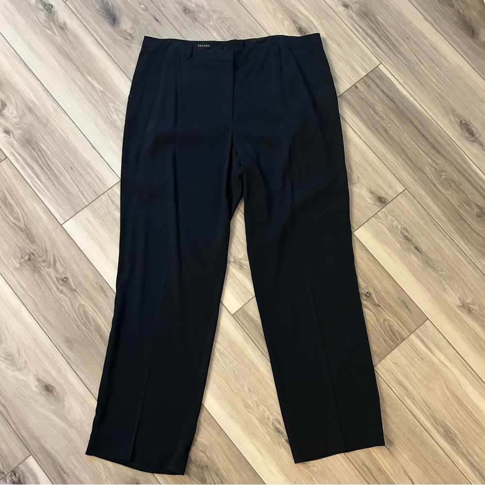 Escada Pants Womens Size 44 Black Dress Pant Trouser Career Flat Front EUC